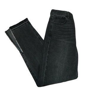 PacSun Black Dad Jean Button Fly Distressed Split Raw Hem Womens Size 26